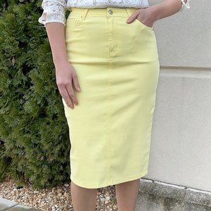 Jupe de Abby JDA PASTEL YELLOW DENIM Jean SKIRT - 22” / M (6/8)